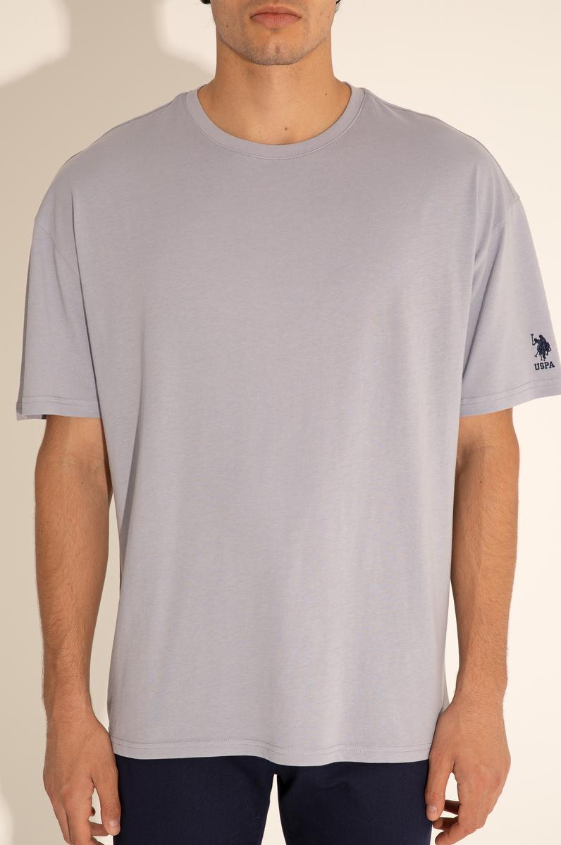 Erkek Oversize Fit Bisiklet Yaka Gri Tişört