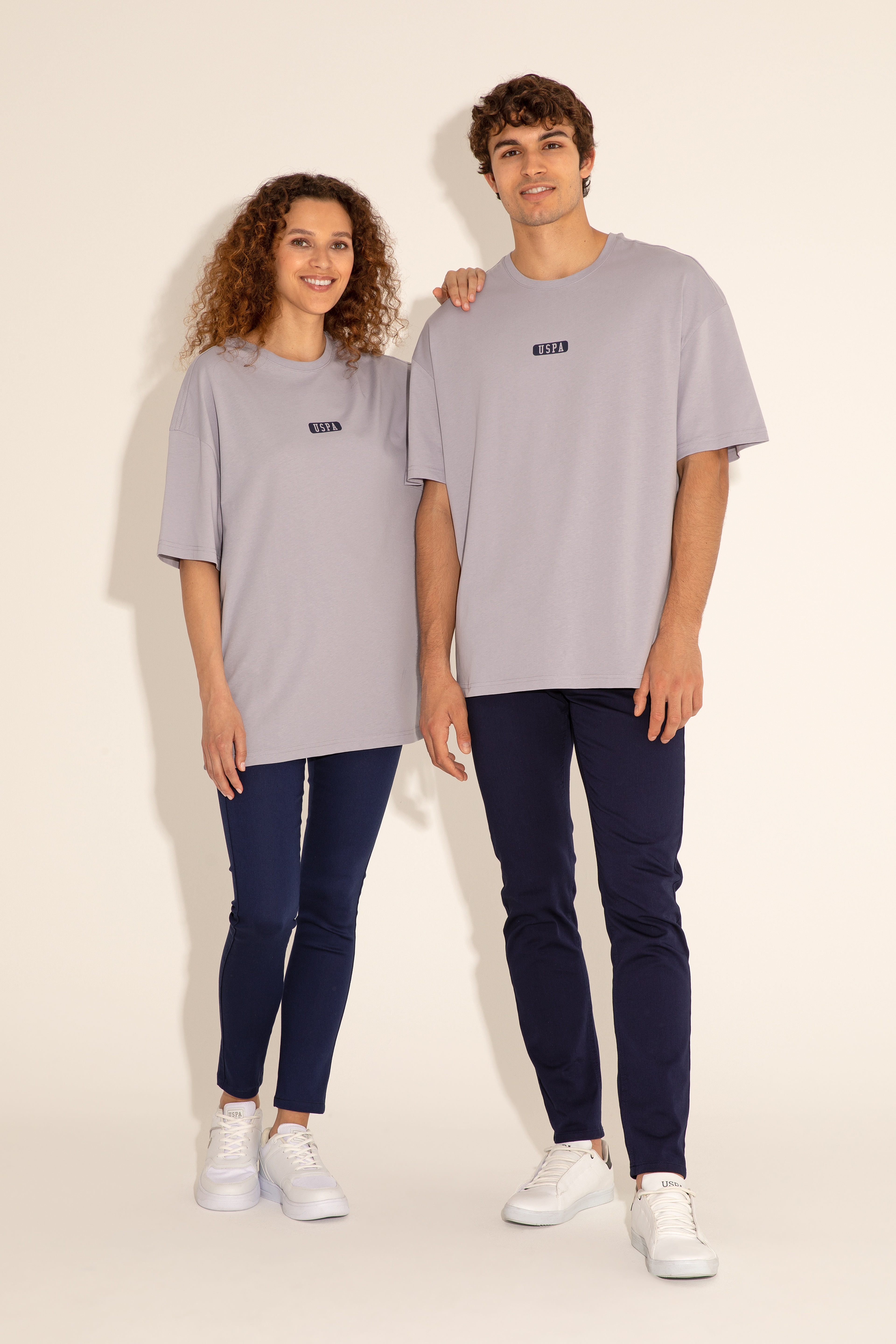 Erkek Oversize Fit Bisiklet Yaka Gri Tişört - Image 1