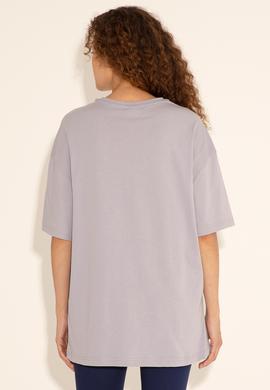 Erkek Oversize Fit Bisiklet Yaka Gri Tişört - 50289280031