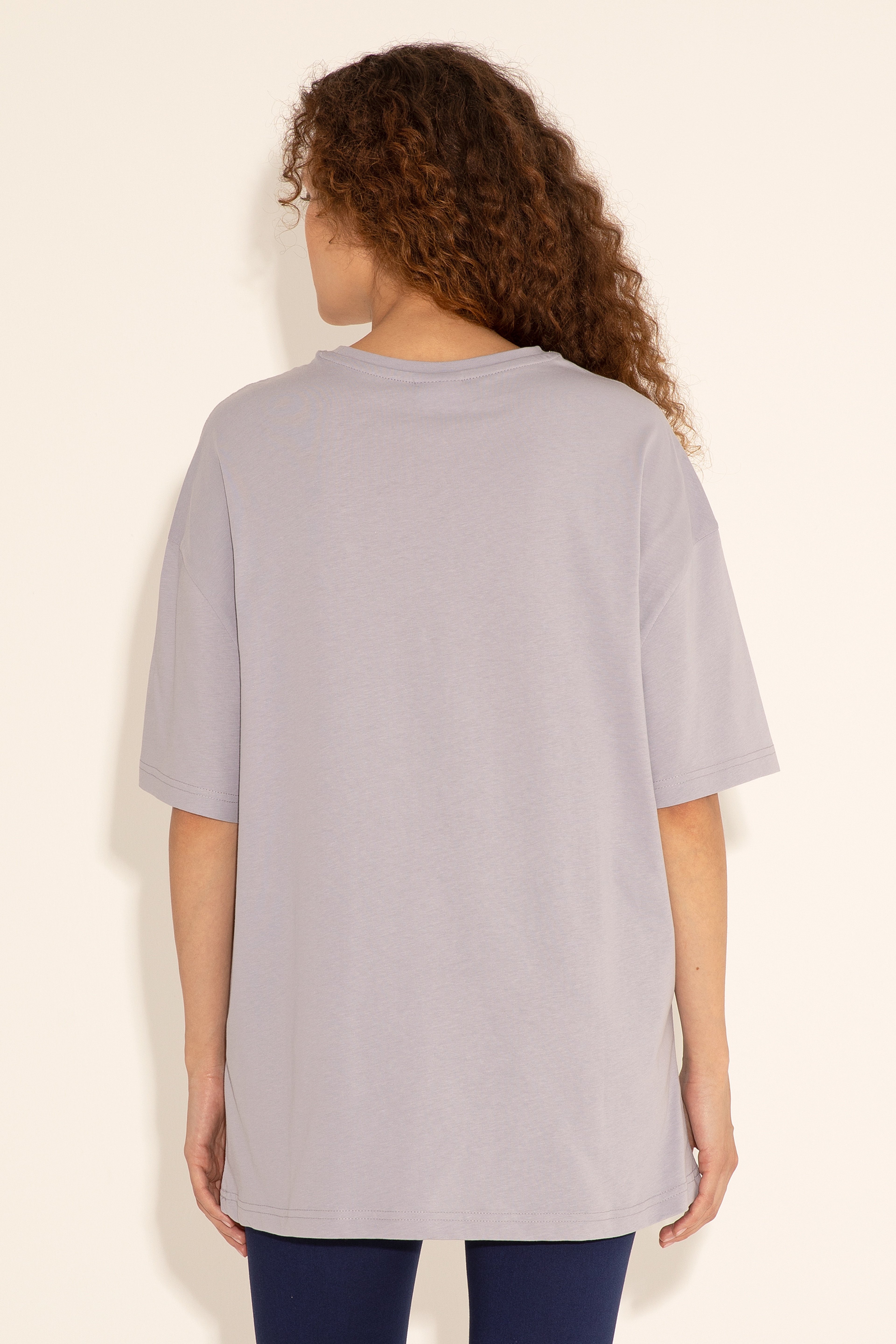 Erkek Oversize Fit Bisiklet Yaka Gri Tişört - Image 4