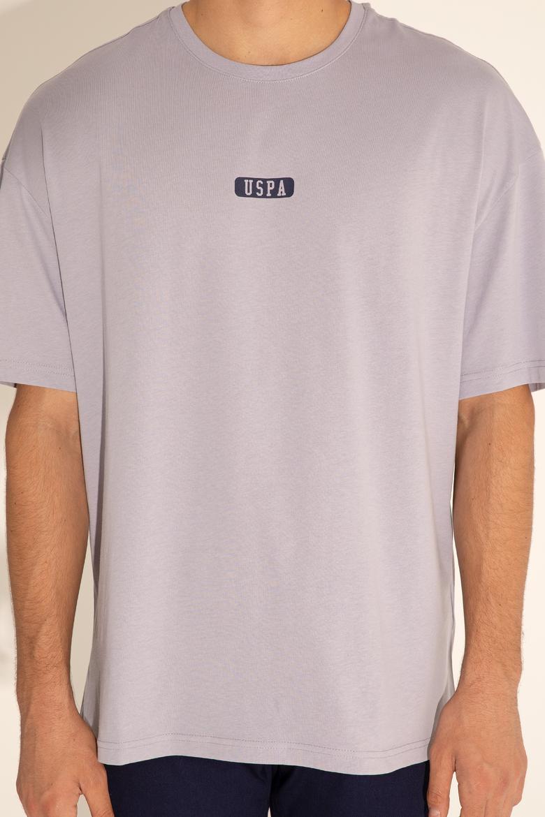 Erkek Oversize Fit Bisiklet Yaka Gri Tişört - 50289280031