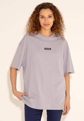 Erkek Oversize Fit Bisiklet Yaka Gri Tişört - 50289280031