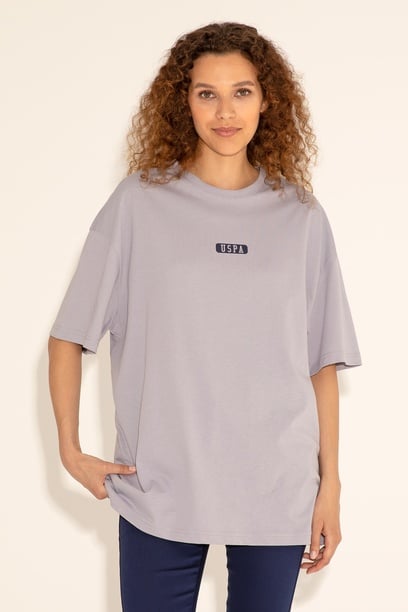 Erkek Oversize Fit Bisiklet Yaka Gri Tişört