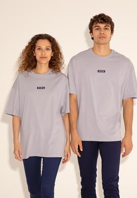 Erkek Oversize Fit Bisiklet Yaka Gri Tişört - 50289280031