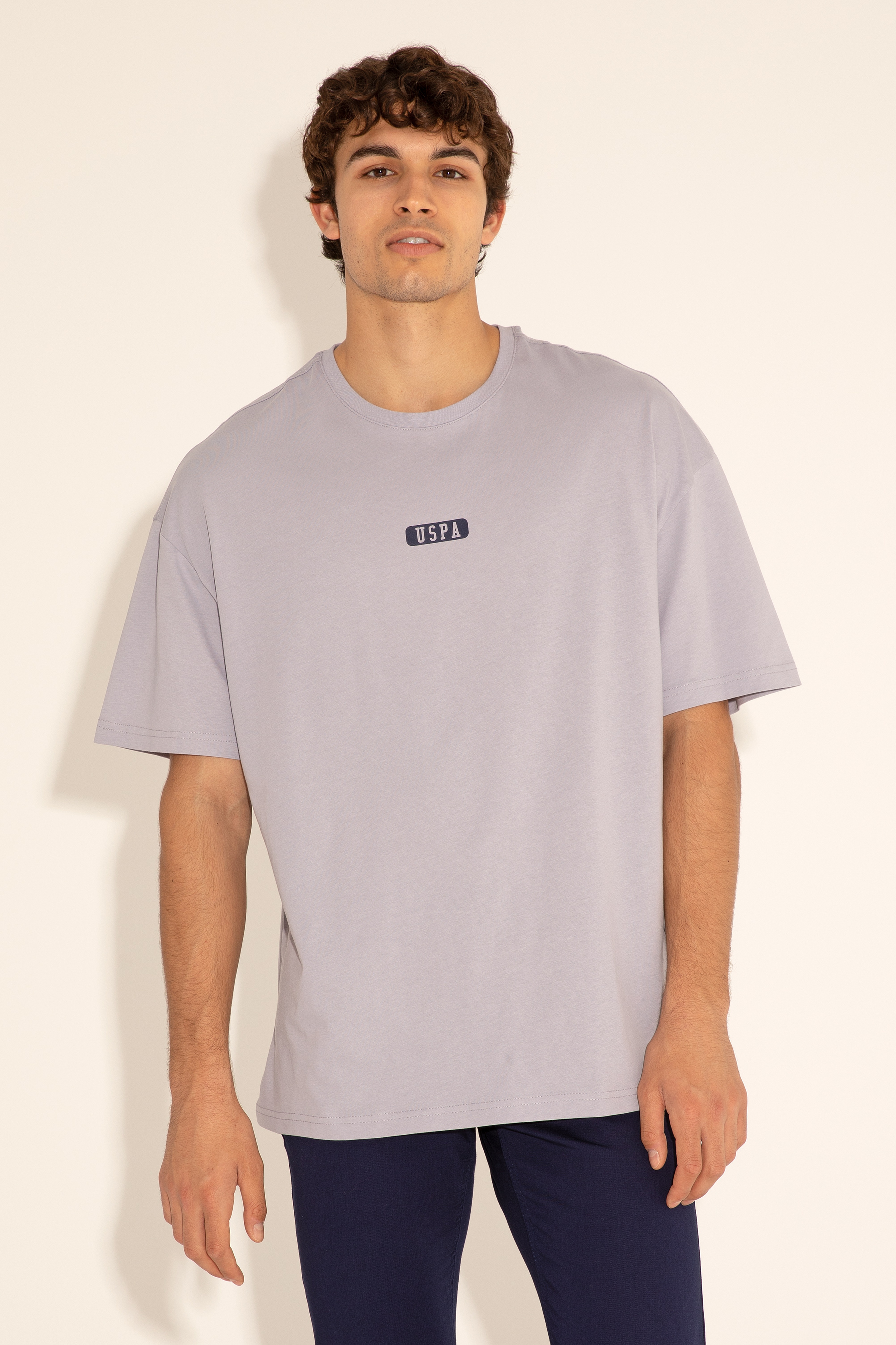 Erkek Oversize Fit Bisiklet Yaka Gri Tişört - Image 5