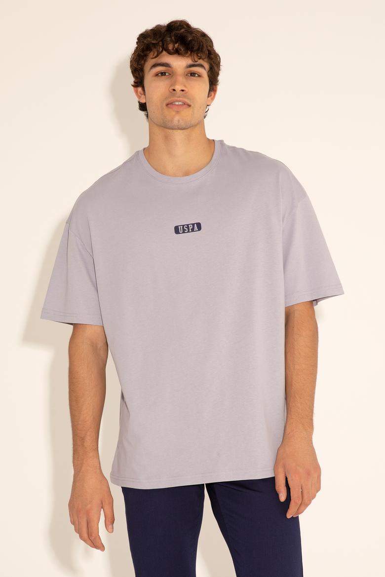 Erkek Oversize Fit Bisiklet Yaka Gri Tişört - 50289280031