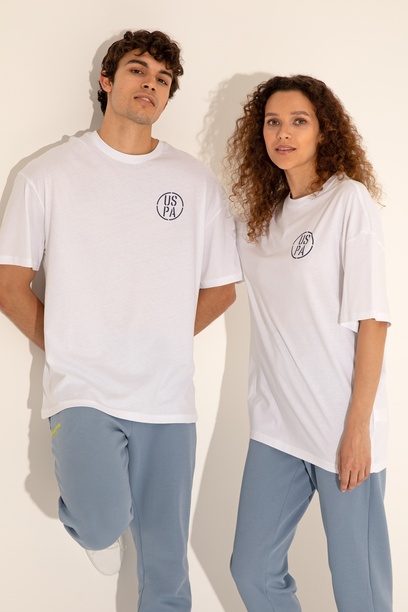 Erkek Oversize Fit Bisiklet Yaka Beyaz Tişört
