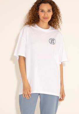 Erkek Oversize Fit Bisiklet Yaka Beyaz Tişört - 50289283008