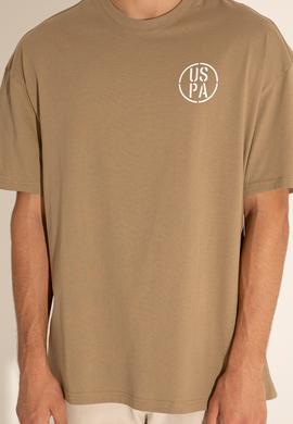 Erkek Oversize Fit Bisiklet Yaka Haki Tişört - 50289283041