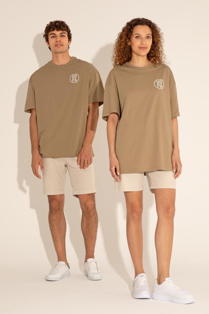 Erkek Oversize Fit Bisiklet Yaka Haki Tişört