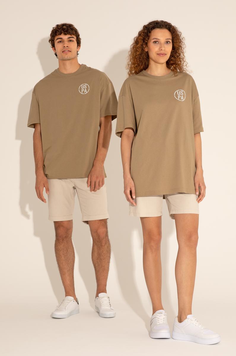 Erkek Oversize Fit Bisiklet Yaka Haki Tişört