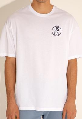 Erkek Oversize Fit Bisiklet Yaka Beyaz Tişört - 50289283008