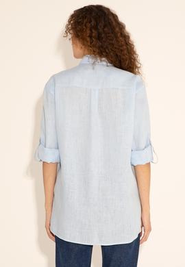 Açık Mavi Unisex Keten Gömlek - 50284324005