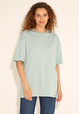 Erkek Comfort Fit Bisiklet Yaka Su Yeşili Tişört - 50294216039