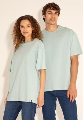 Erkek Comfort Fit Bisiklet Yaka Su Yeşili Tişört - 50294216039