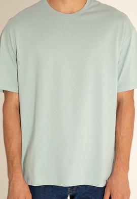 Erkek Comfort Fit Bisiklet Yaka Su Yeşili Tişört - 50294216039
