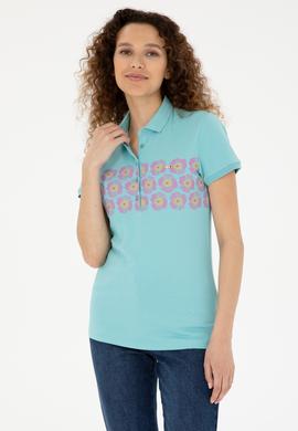 Kadın Mint Polo Yaka Tişört - 50282887005