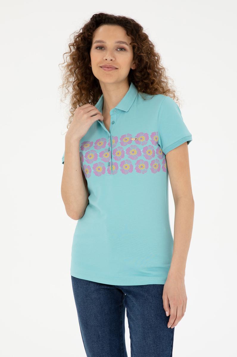 Kadın Mint Polo Yaka Tişört