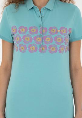 Kadın Mint Polo Yaka Tişört - 50282887005