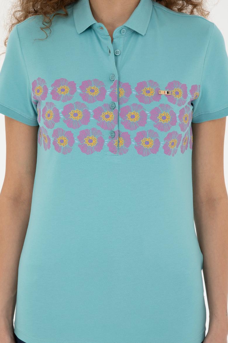 Kadın Mint Polo Yaka Tişört - 50282887005