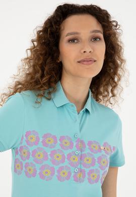 Kadın Mint Polo Yaka Tişört - 50282887005