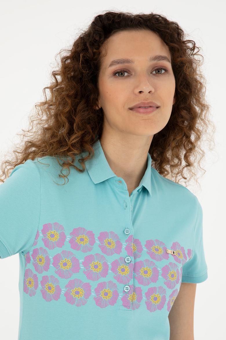 Kadın Mint Polo Yaka Tişört - 50282887005
