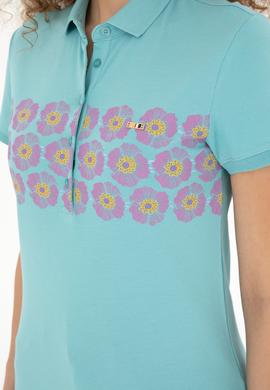 Kadın Mint Polo Yaka Tişört - 50282887005