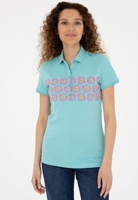Kadın Mint Polo Yaka Tişört - 50282887005