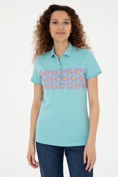 Kadın Mint Polo Yaka Tişört