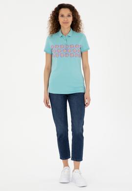 Kadın Mint Polo Yaka Tişört - 50282887005