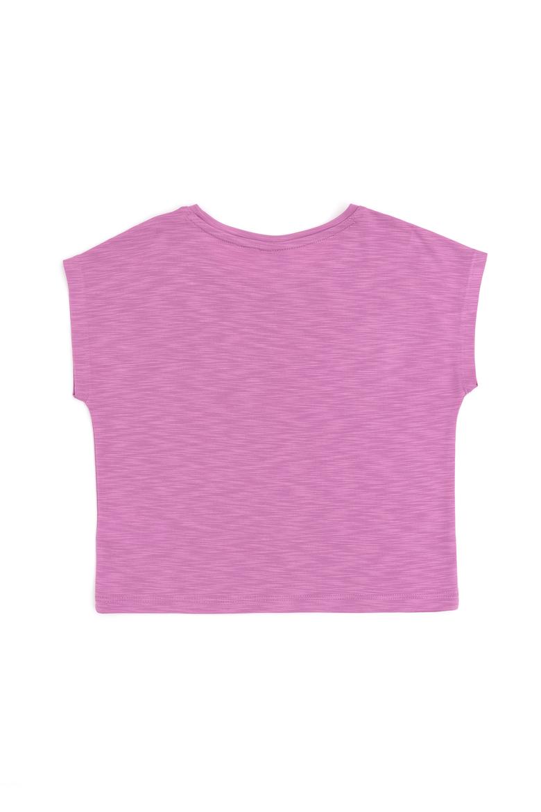 Kız Çocuk Menekşe Bisiklet Yaka Tişört - 50284354033