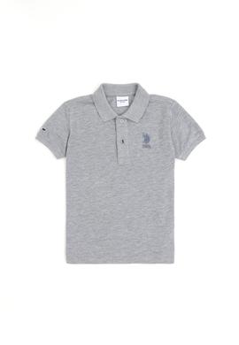 Erkek Çocuk Gri Melanj Basic Polo Yaka Tişört - 50279572012