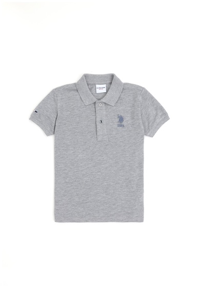 Erkek Çocuk Gri Melanj Basic Polo Yaka Tişört