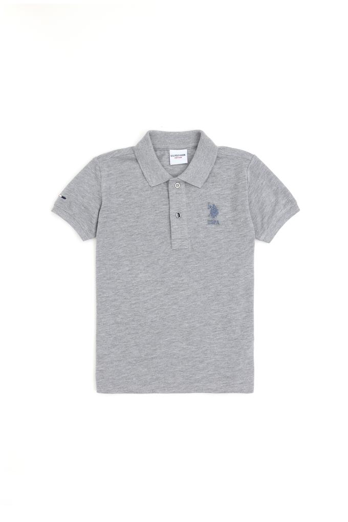 Erkek Çocuk Gri Melanj Basic Polo Yaka Tişört