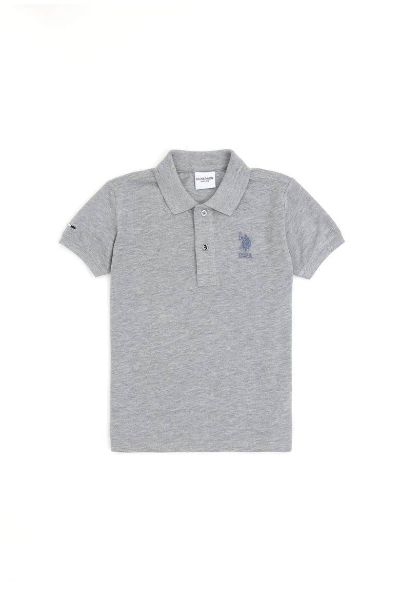 Erkek Çocuk Gri Melanj Basic Polo Yaka Tişört