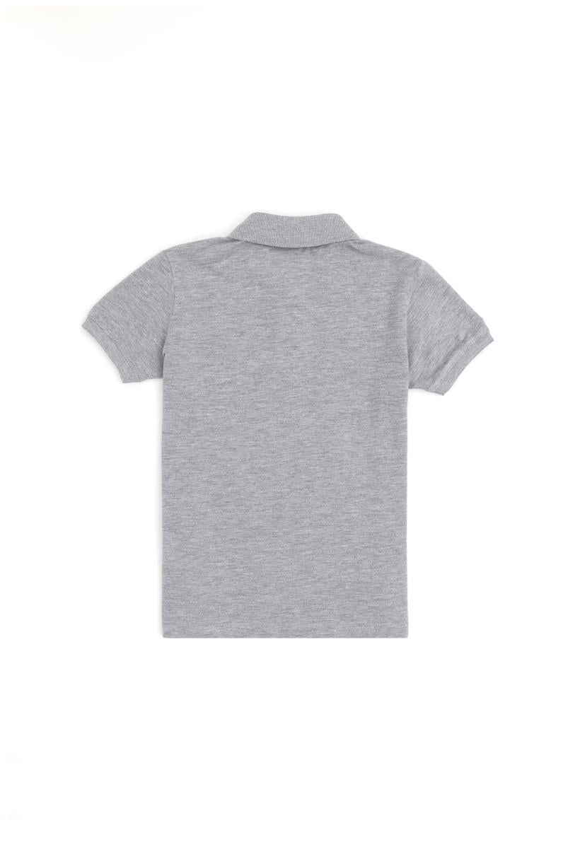 Erkek Çocuk Gri Melanj Basic Polo Yaka Tişört