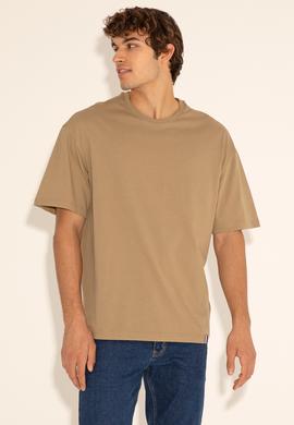 Erkek Comfort Fit Bisiklet Yaka Haki Tişört - 50294216059