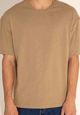 Erkek Comfort Fit Bisiklet Yaka Haki Tişört - 50294216059