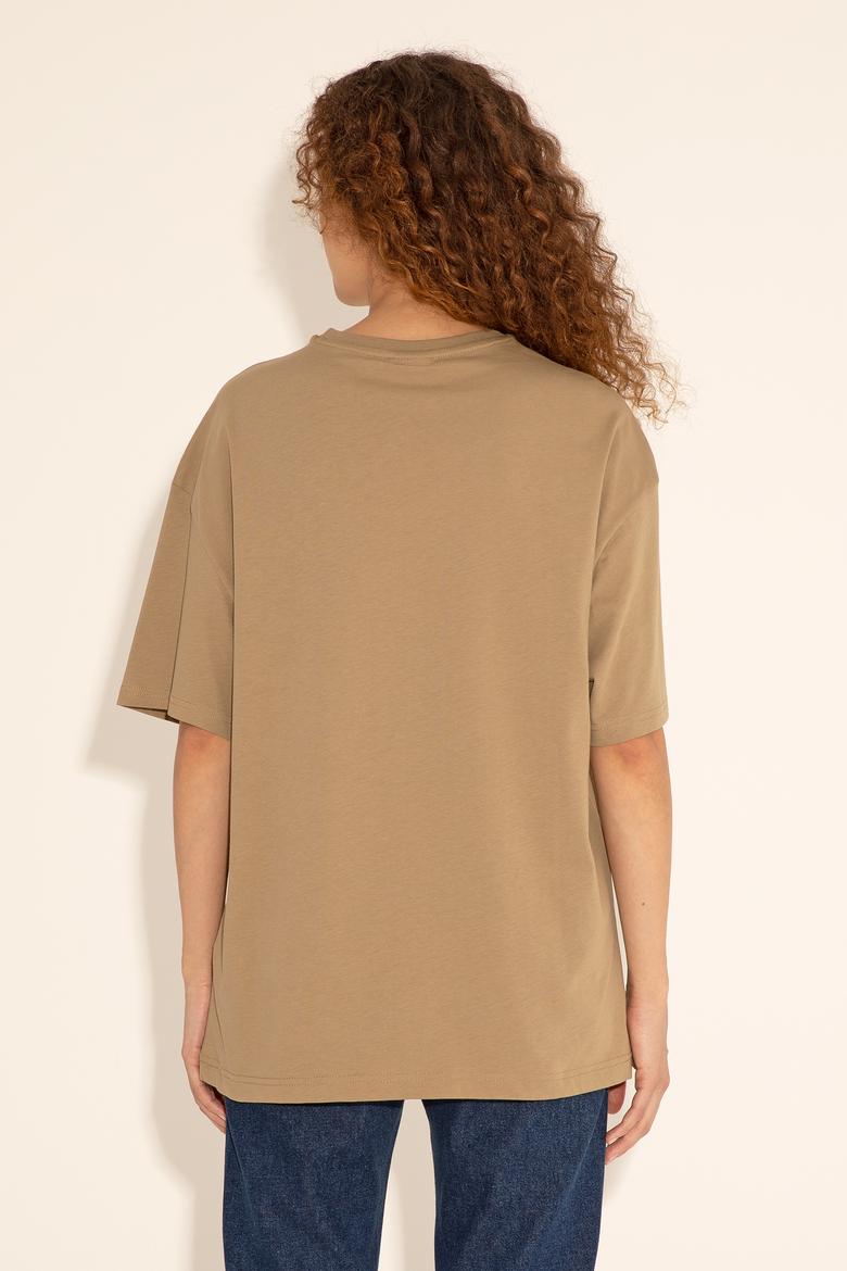 Erkek Comfort Fit Bisiklet Yaka Haki Tişört - 50294216059