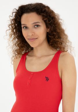 Kadın Kırmızı Kolsuz Bisiklet Yaka Basic Tişört - 50280059033