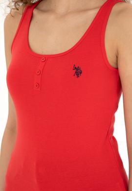 Kadın Kırmızı Kolsuz Bisiklet Yaka Basic Tişört - 50280059033