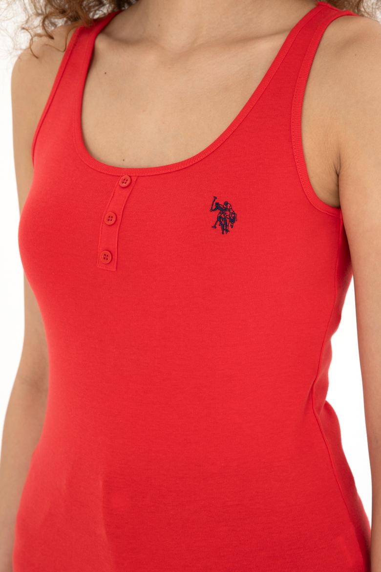 Kadın Kırmızı Kolsuz Bisiklet Yaka Basic Tişört - 50280059033