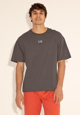 Erkek Comfort Fit Bisiklet Yaka Antrasit Tişört - 50289221051