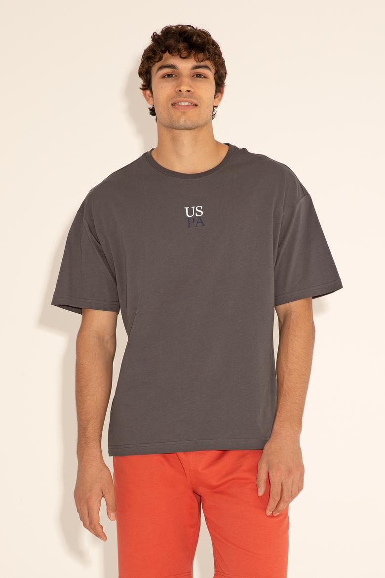 Erkek Comfort Fit Bisiklet Yaka Antrasit Tişört - 50289221051