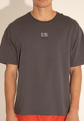 Erkek Comfort Fit Bisiklet Yaka Antrasit Tişört - 50289221051