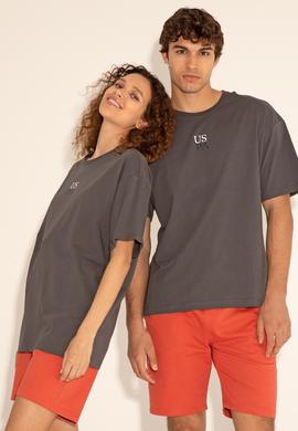 Erkek Comfort Fit Bisiklet Yaka Antrasit Tişört - 50289221051