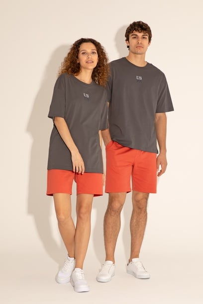 Erkek Comfort Fit Bisiklet Yaka Antrasit Tişört