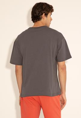 Erkek Comfort Fit Bisiklet Yaka Antrasit Tişört - 50289221051