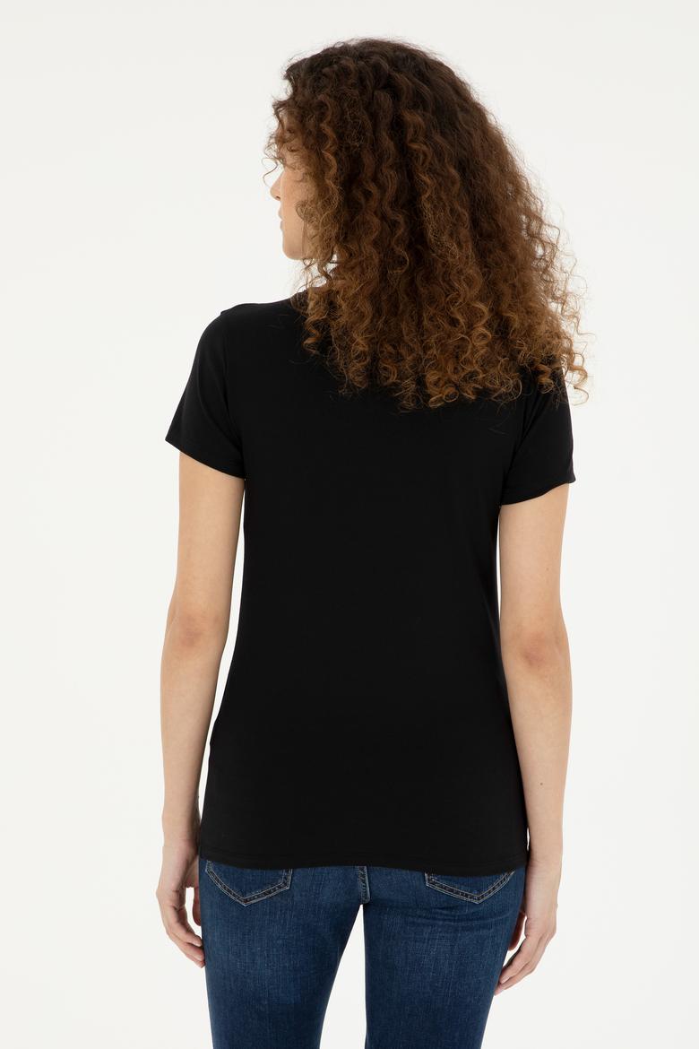 Kadın Siyah Basic Tişört - 50280033021