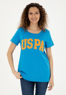 Kadın Saks Bisiklet Yaka Basic Tişört - 50280036032